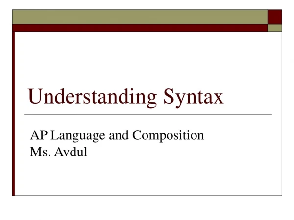 Understanding Syntax