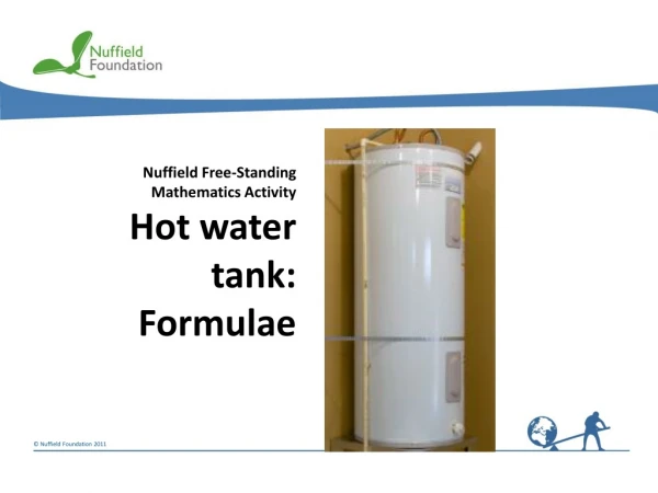 Nuffield Free-Standing Mathematics Activity Hot water tank: Formulae