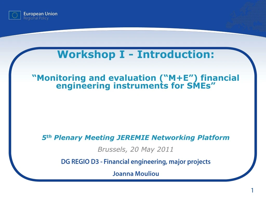workshop i introduction monitoring and evaluation