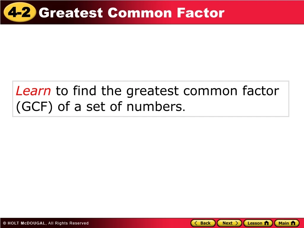 learn to find the greatest common factor