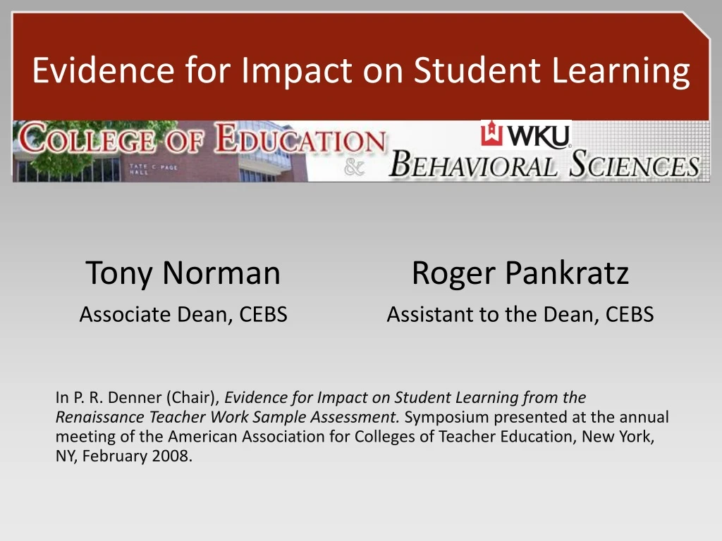 evidence for impact on student learning