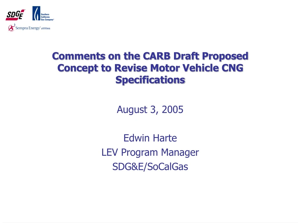 comments on the carb draft proposed concept to revise motor vehicle cng specifications