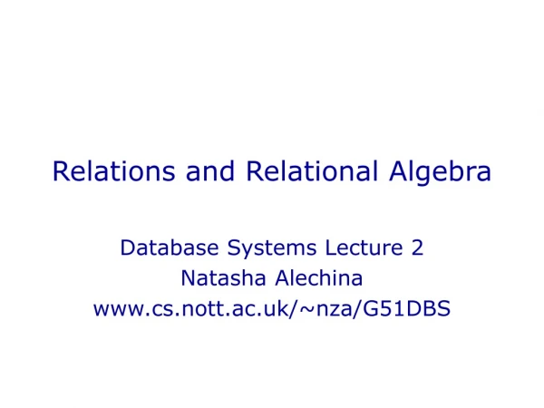 Relations and Relational Algebra