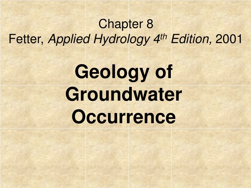 chapter 8 fetter applied hydrology 4 th edition