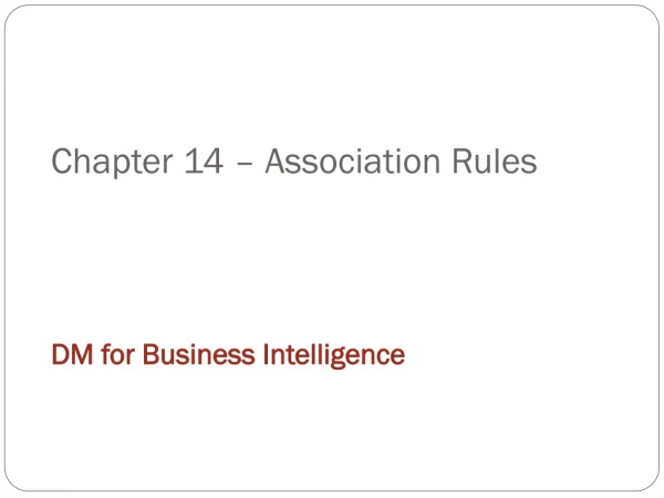 Chapter 14 – Association Rules