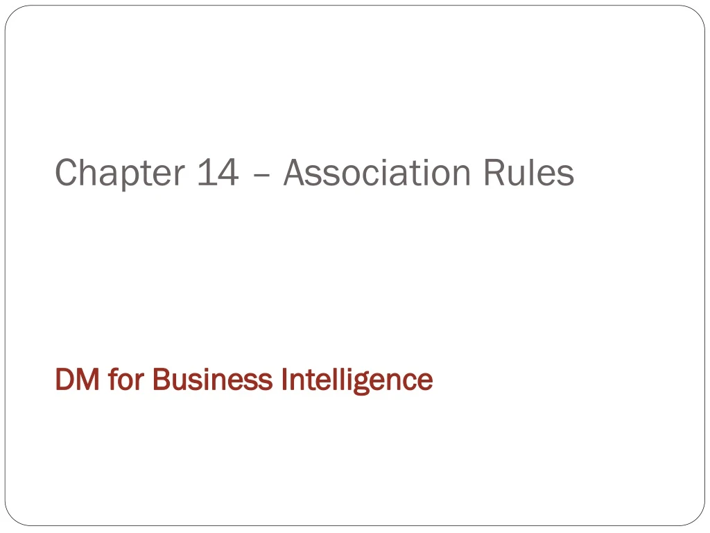 chapter 14 association rules
