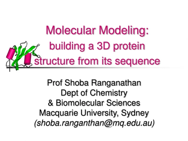 Molecular Modeling: building a 3D protein  structure from its sequence