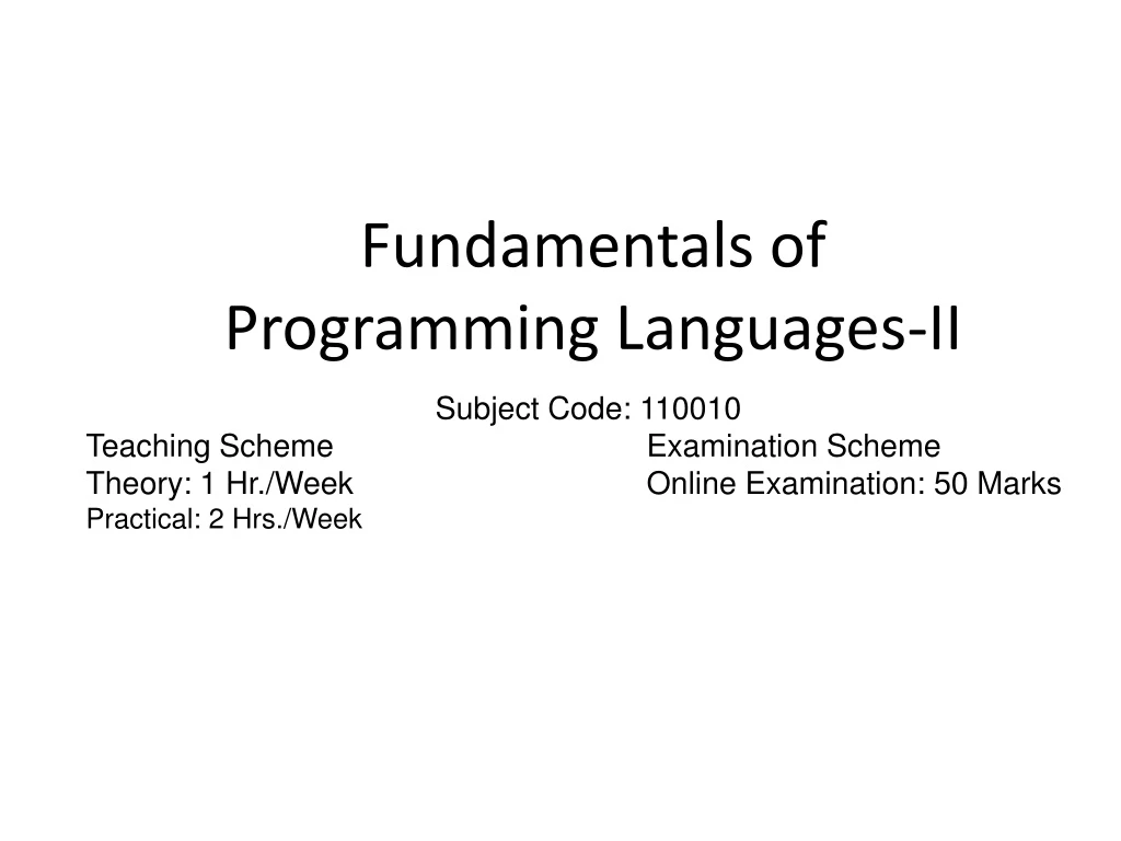 fundamentals of programming languages ii