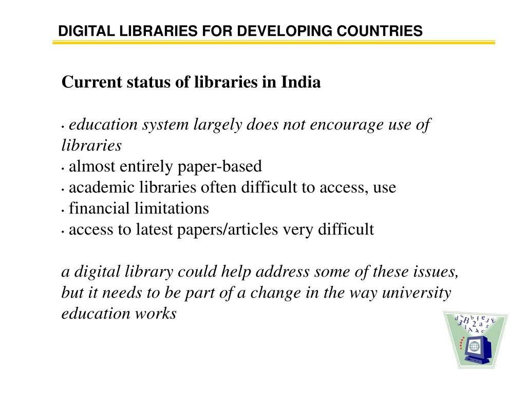 digital libraries for developing countries