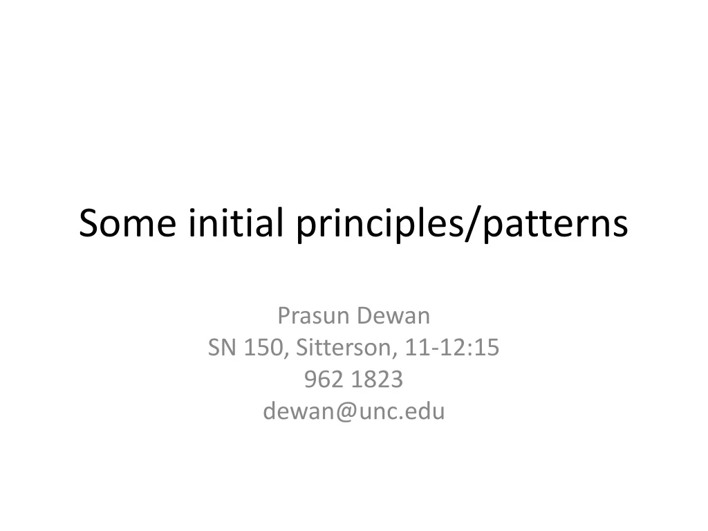 some initial principles patterns