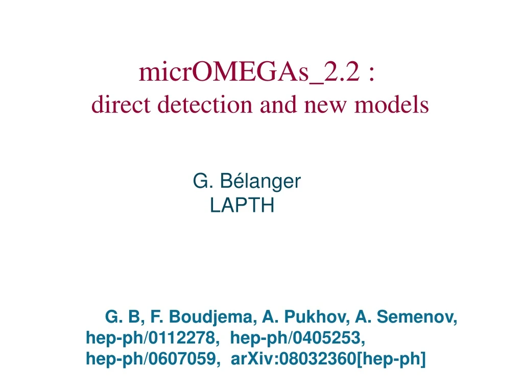 micromegas 2 2 direct detection and new models