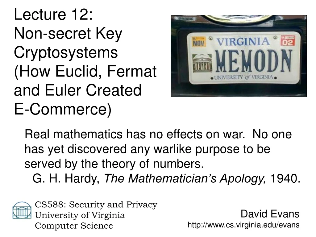 david evans http www cs virginia edu evans