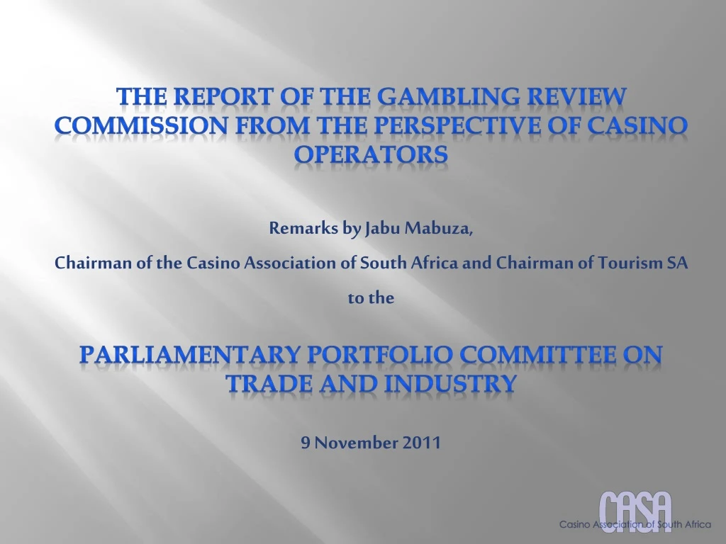 the report of the gambling review commission from
