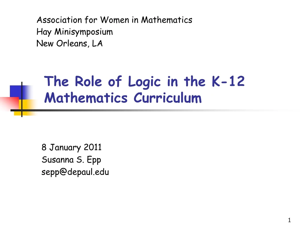 the role of logic in the k 12 mathematics curriculum