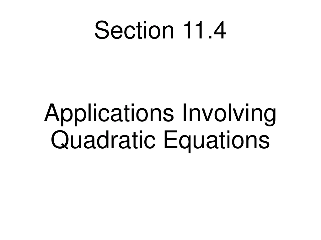applications involving quadratic equations