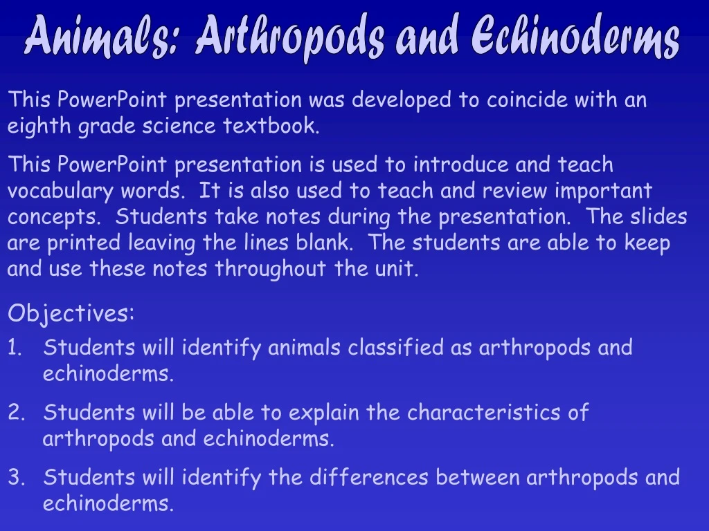 animals arthropods and echinoderms