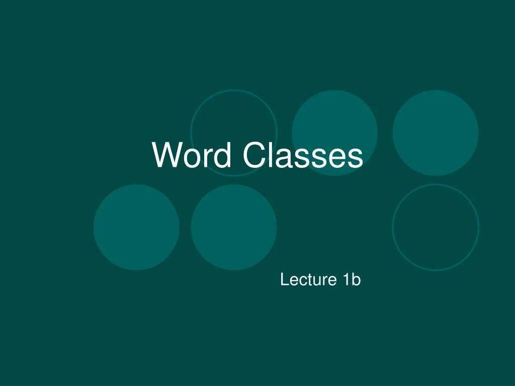 word classes