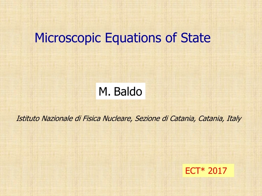 microscopic equations of state