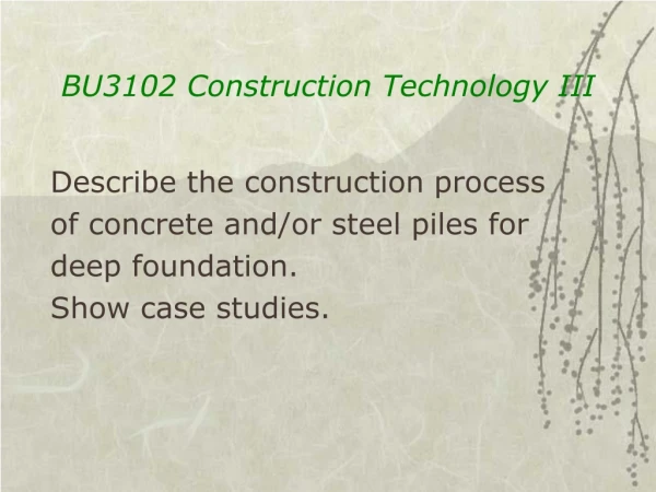BU3102 Construction Technology III