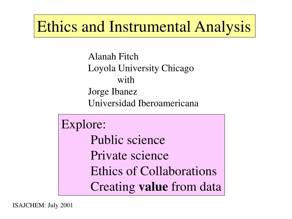 ethics and instrumental analysis