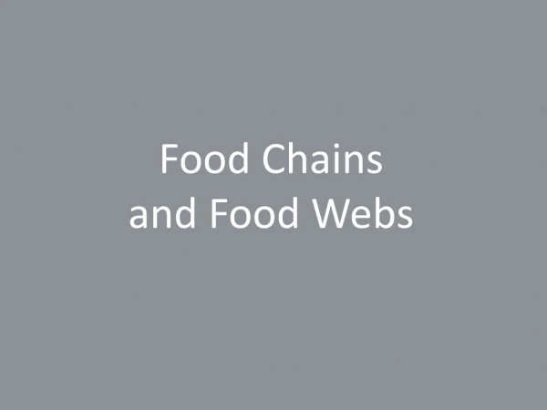 Food Chains  and Food Webs