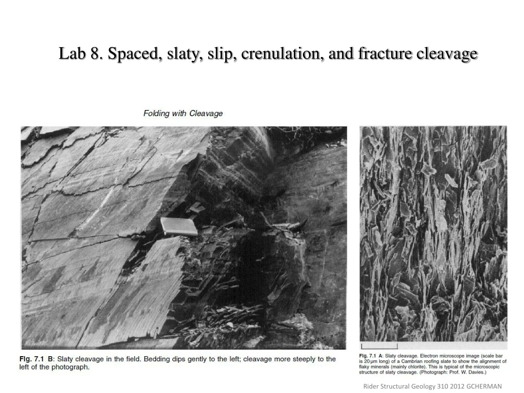 lab 8 spaced slaty slip crenulation and fracture