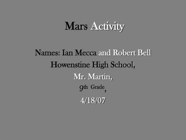Mars  Activity