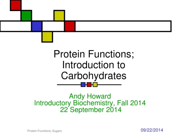 Protein Functions; Introduction to Carbohydrates