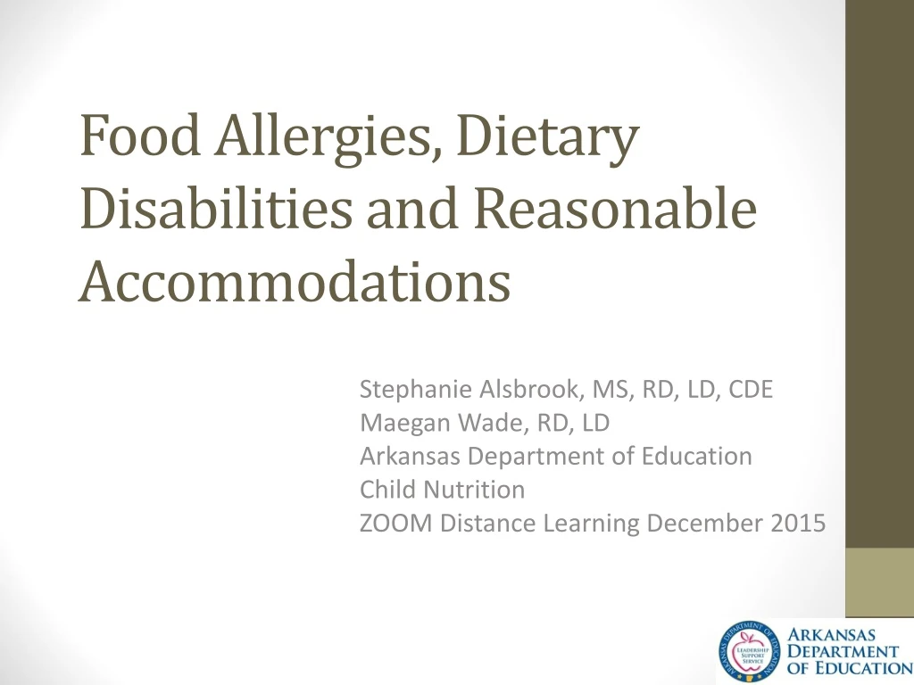 food allergies dietary disabilities and reasonable accommodations
