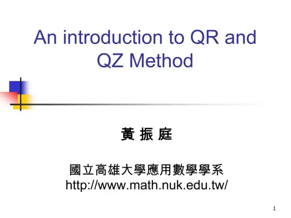 An introduction to QR and QZ Method