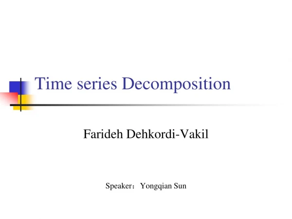 Time series Decomposition