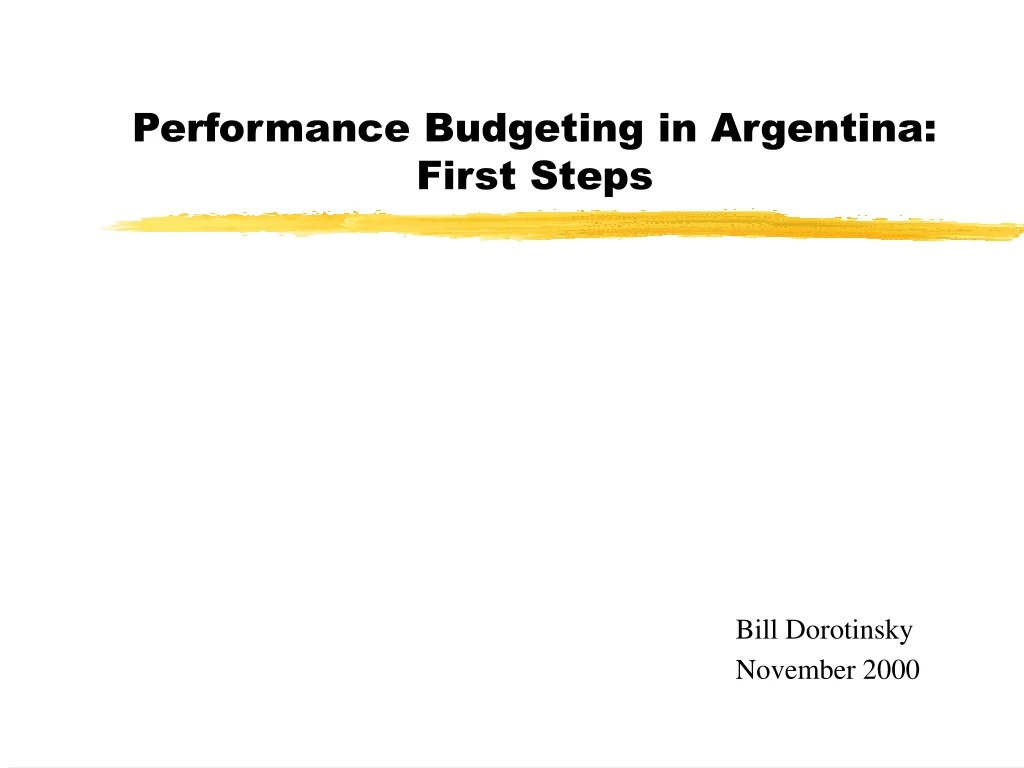 performance budgeting in argentina first steps