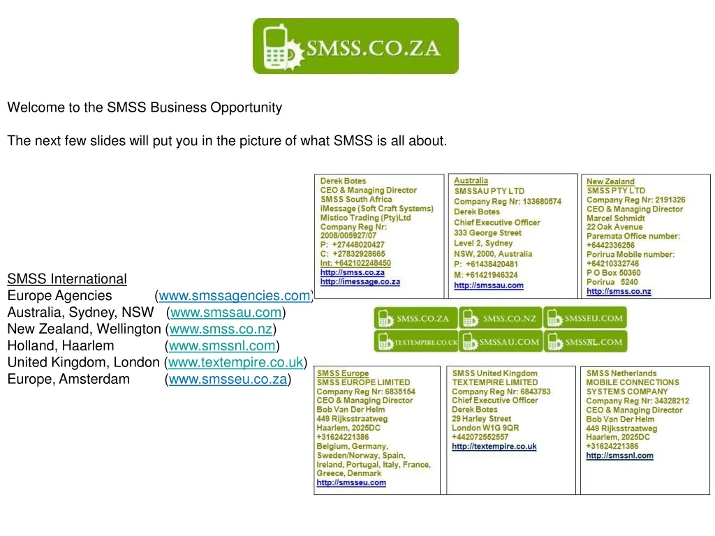 welcome to the smss business opportunity the next