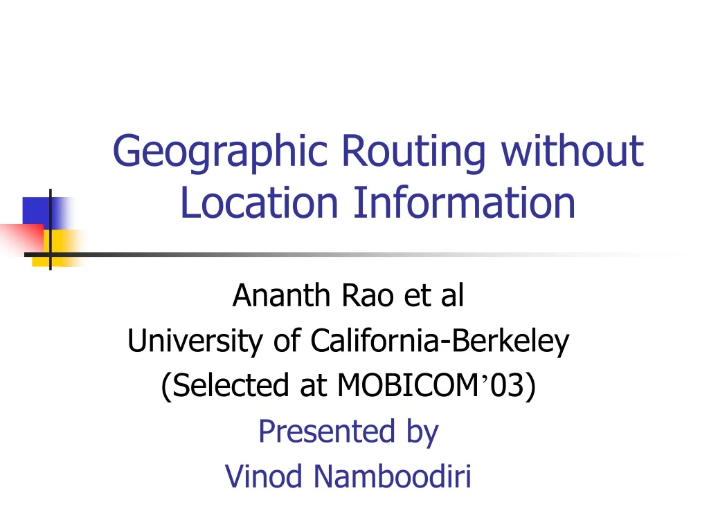 geographic routing without location information