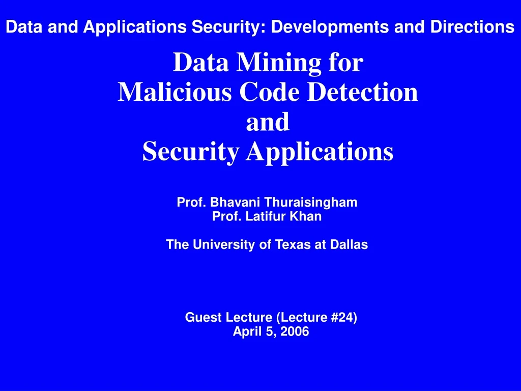 data and applications security developments