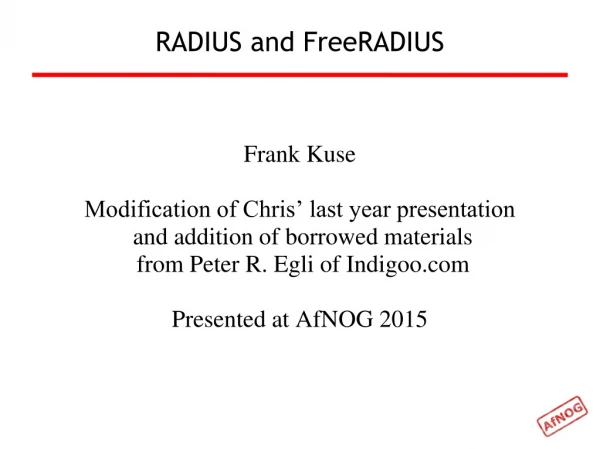 RADIUS and FreeRADIUS