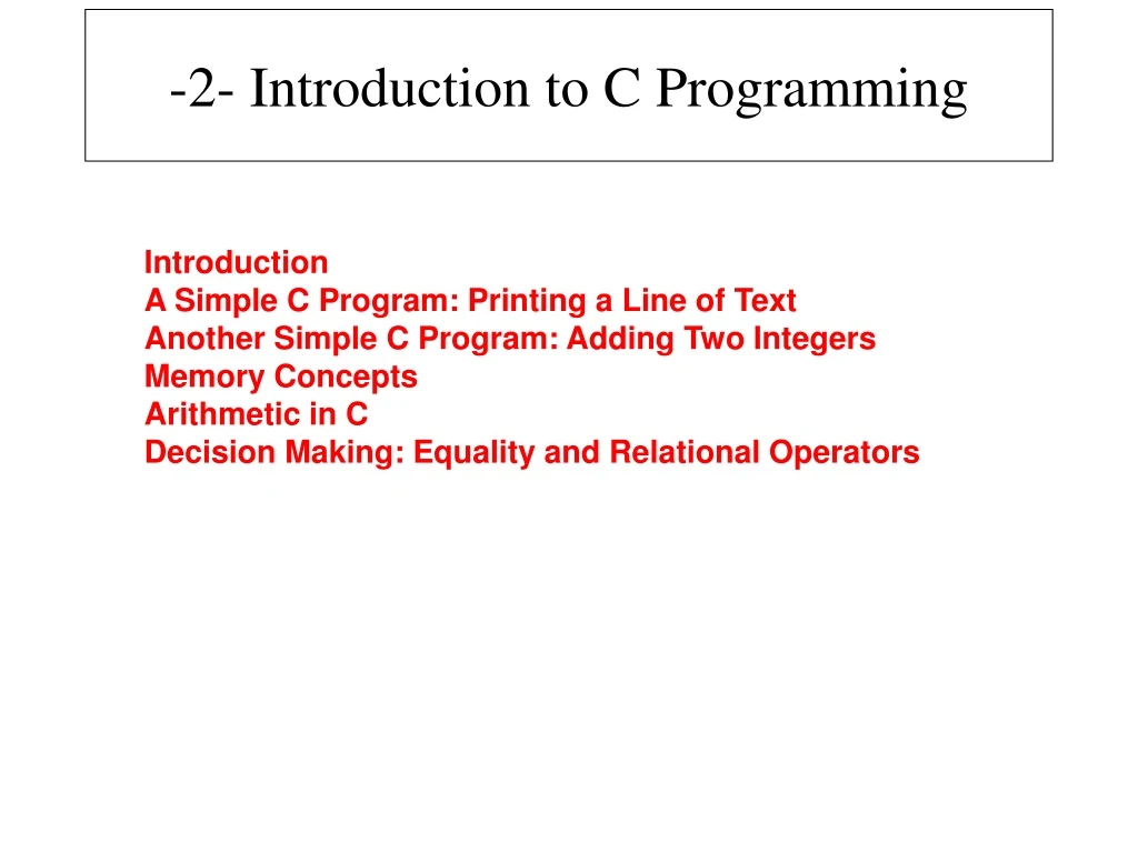 2 introduction to c programming