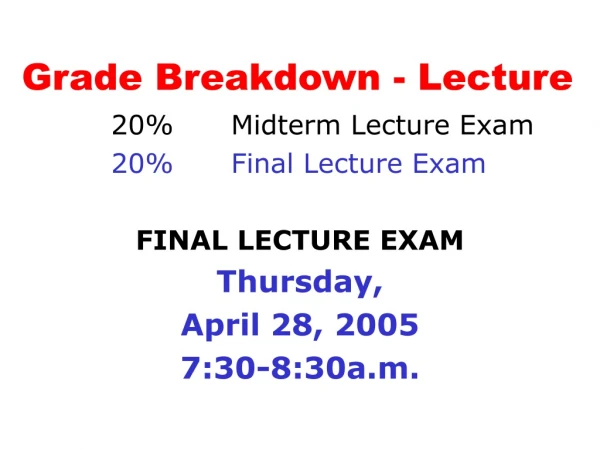 Grade Breakdown - Lecture