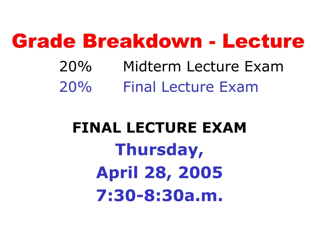 grade breakdown lecture