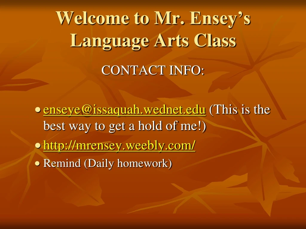 welcome to mr ensey s language arts class