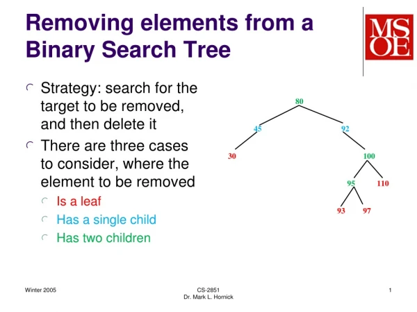 Removing elements from a Binary Search Tree