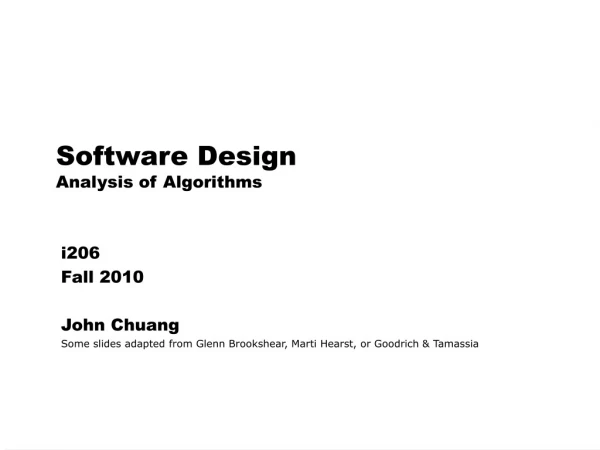 Software Design Analysis of Algorithms