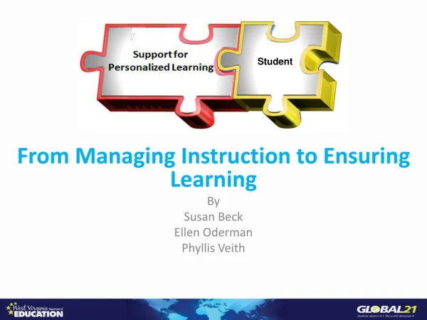 From Managing Instruction to Ensuring Learning By  Susan Beck Ellen Oderman Phyllis Veith