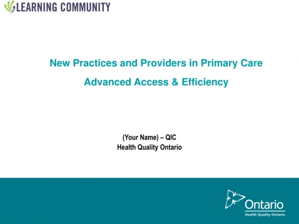 (Your Name) – QIC Health Quality Ontario