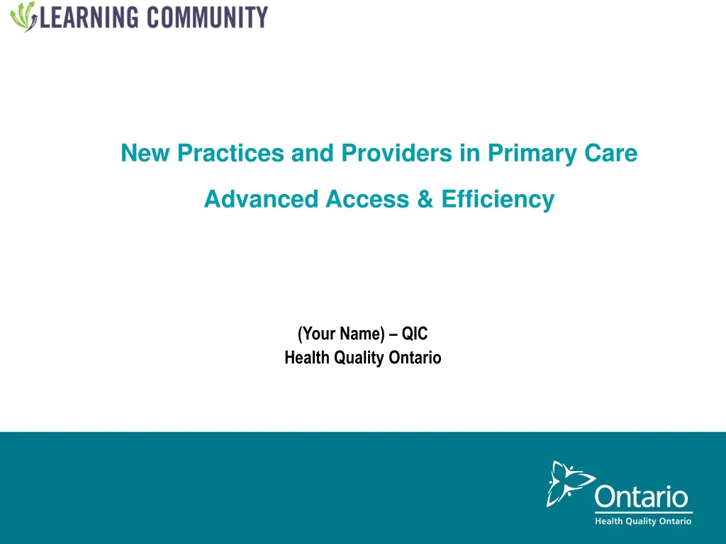 new practices and providers in primary care