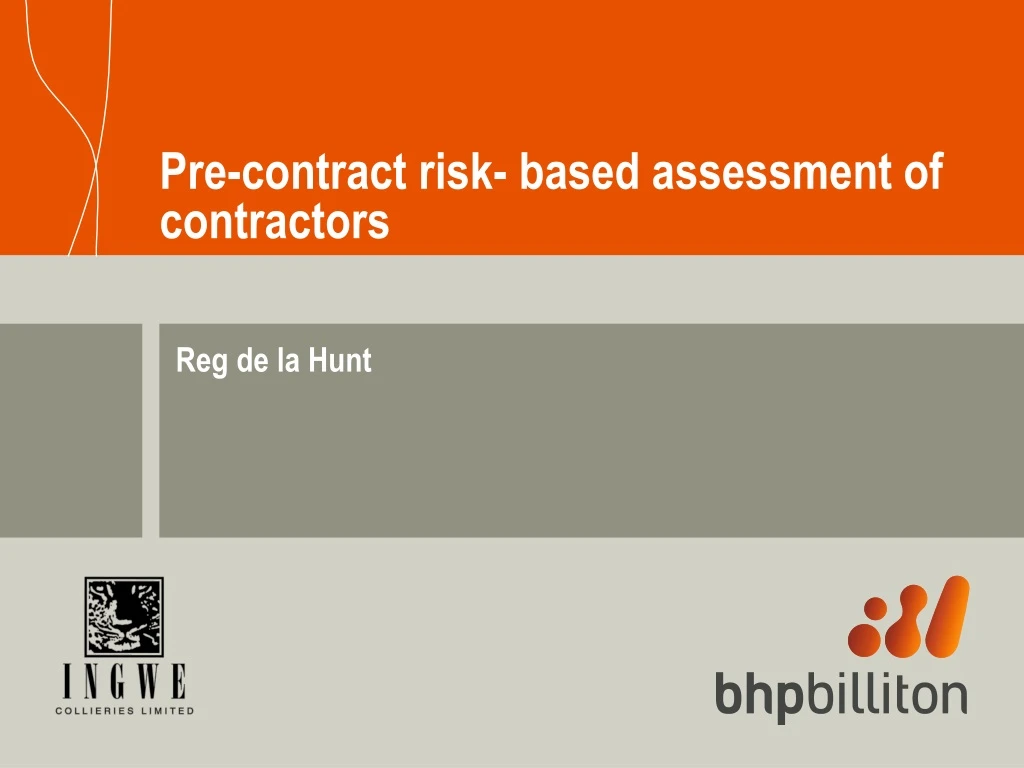 pre contract risk based assessment of contractors