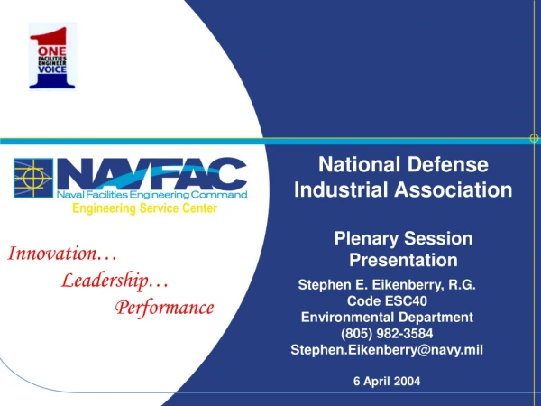 National Defense Industrial Association Plenary Session Presentation