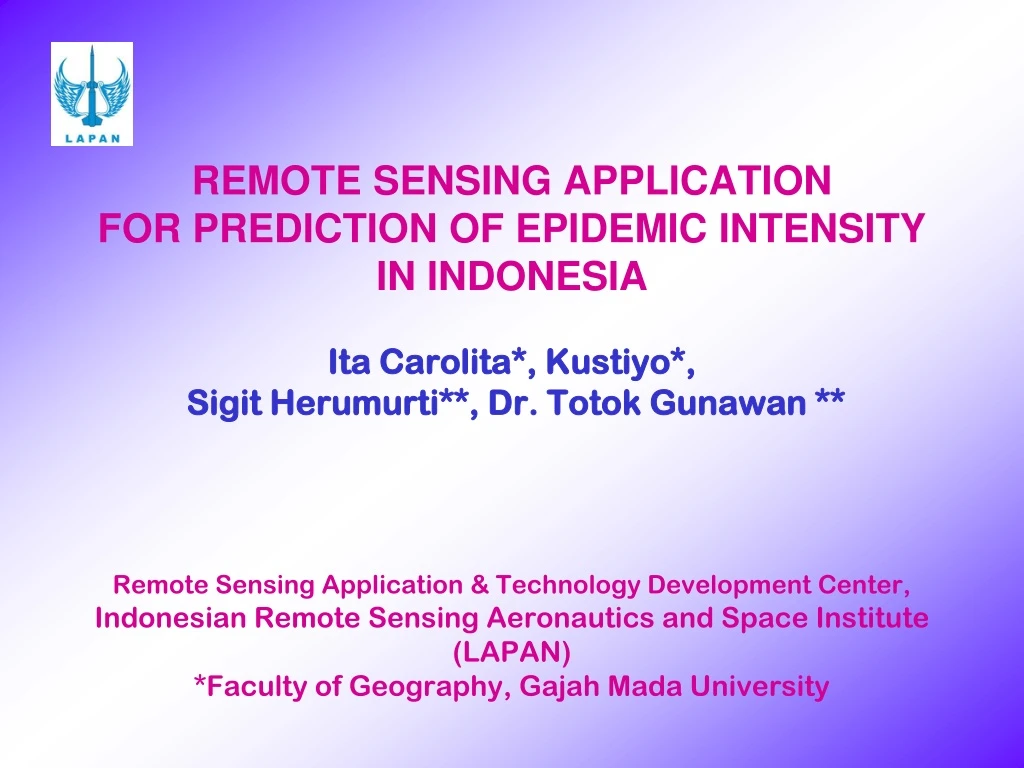 remote sensing application for prediction