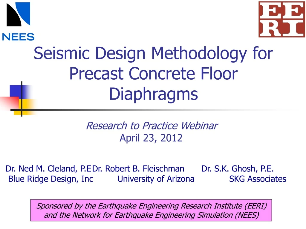 seismic design methodology for precast concrete floor diaphragms