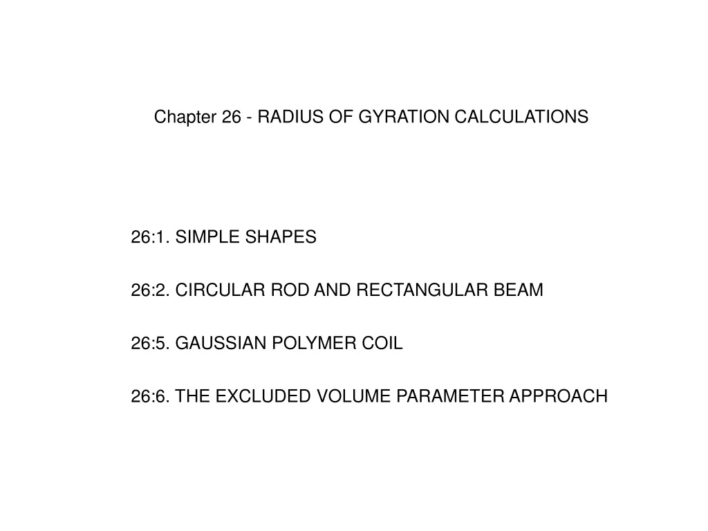 chapter 26 radius of gyration calculations